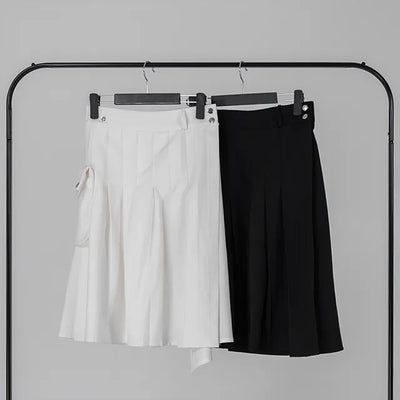 Lark Snap Button Pocket Pleated Wrap Midi Skirt