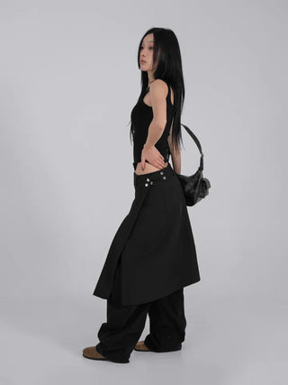 Lark Snap Button Pocket Pleated Wrap Midi Skirt