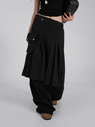 Lark Snap Button Pocket Pleated Wrap Midi Skirt