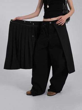 Lark Snap Button Pocket Pleated Wrap Midi Skirt