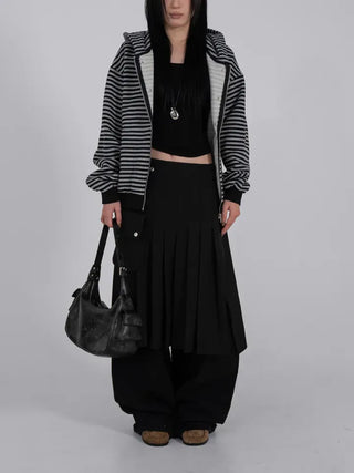 Lark Snap Button Pocket Pleated Wrap Midi Skirt