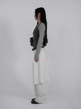 Lark Snap Button Pocket Pleated Wrap Midi Skirt