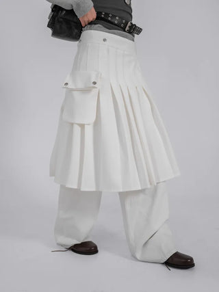 Lark Snap Button Pocket Pleated Wrap Midi Skirt