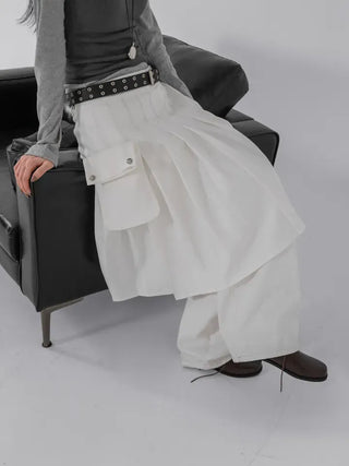 Lark Snap Button Pocket Pleated Wrap Midi Skirt