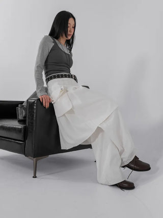 Lark Snap Button Pocket Pleated Wrap Midi Skirt