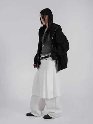 Lark Snap Button Pocket Pleated Wrap Midi Skirt