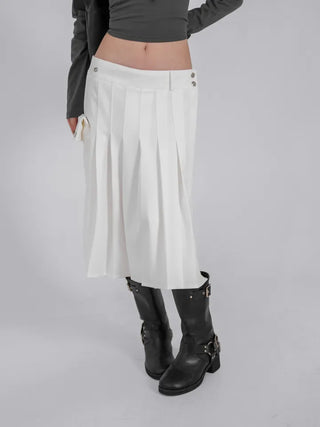 Lark Snap Button Pocket Pleated Wrap Midi Skirt