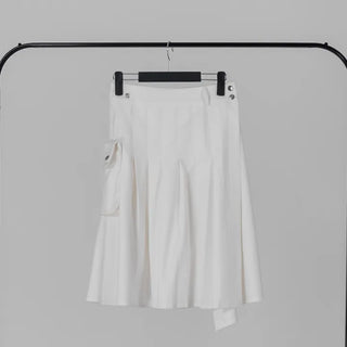 Lark Snap Button Pocket Pleated Wrap Midi Skirt