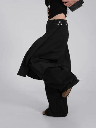 Lark Snap Button Pocket Pleated Wrap Midi Skirt
