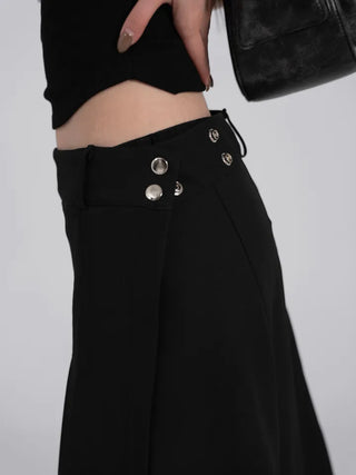 Lark Snap Button Pocket Pleated Wrap Midi Skirt