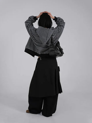 Obstud Stripe Oversized Zip-Up Hoodie