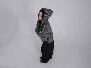 Obstud Stripe Oversized Zip-Up Hoodie