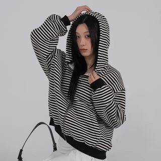 Obstud Stripe Oversized Zip-Up Hoodie