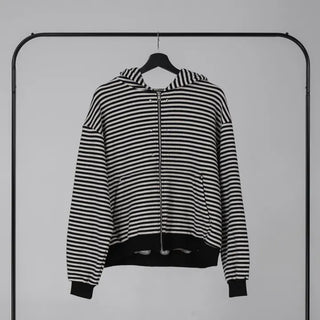 Obstud Stripe Oversized Zip-Up Hoodie