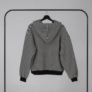 Obstud Stripe Oversized Zip-Up Hoodie