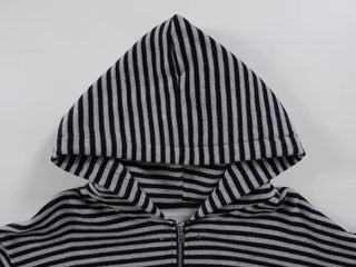 Obstud Stripe Oversized Zip-Up Hoodie