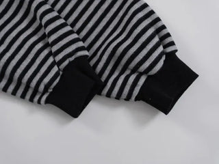 Obstud Stripe Oversized Zip-Up Hoodie