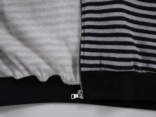 Obstud Stripe Oversized Zip-Up Hoodie