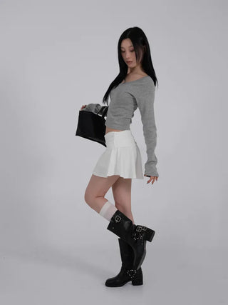 Ar Slim Crop V-Neck Long Sleeve T-Shirt