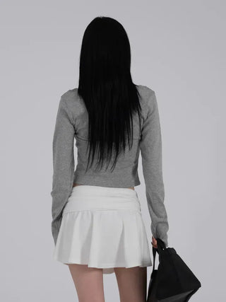 Ar Slim Crop V-Neck Long Sleeve T-Shirt