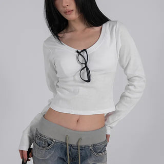 Ar Slim Crop V-Neck Long Sleeve T-Shirt