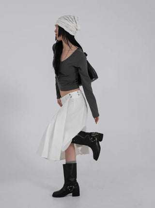Ar Slim Crop V-Neck Long Sleeve T-Shirt
