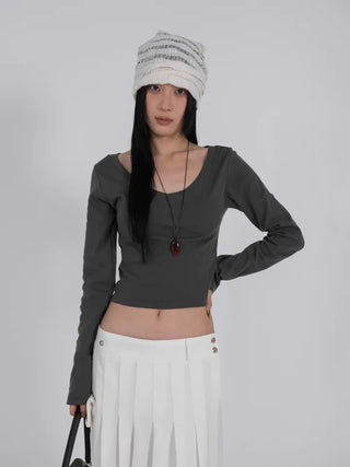 Ar Slim Crop V-Neck Long Sleeve T-Shirt