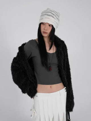 Ar Slim Crop V-Neck Long Sleeve T-Shirt