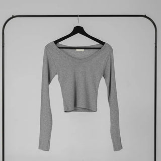 Ar Slim Crop V-Neck Long Sleeve T-Shirt