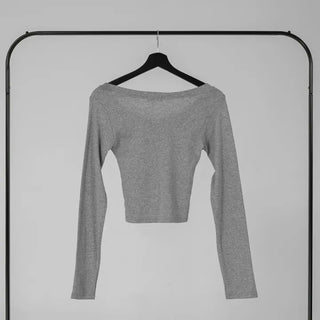 Ar Slim Crop V-Neck Long Sleeve T-Shirt