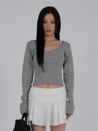 Ar Slim Crop V-Neck Long Sleeve T-Shirt