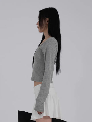 Ar Slim Crop V-Neck Long Sleeve T-Shirt