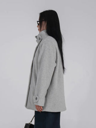 Leua Double Button High-Neck Short Coat