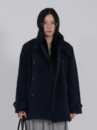 Leua Double Button High-Neck Short Coat