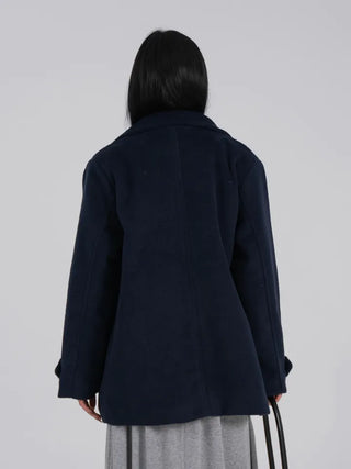 Leua Double Button High-Neck Short Coat