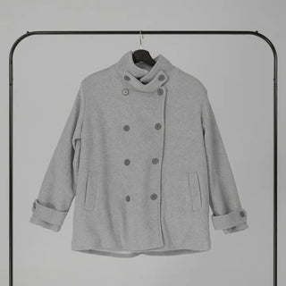 Leua Double Button High-Neck Short Coat
