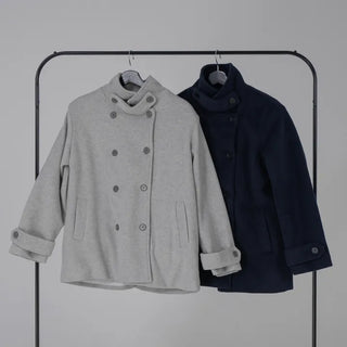 Leua Double Button High-Neck Short Coat