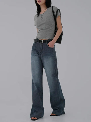Yuna striped denim pants