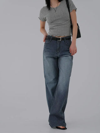 Yuna striped denim pants