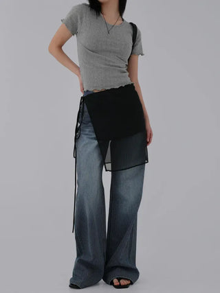 Yuna striped denim pants