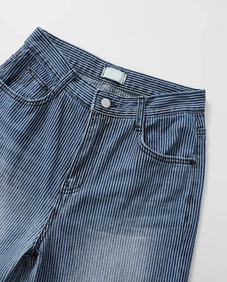 Yuna striped denim pants
