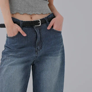 Yuna striped denim pants