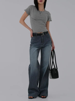 Yuna striped denim pants