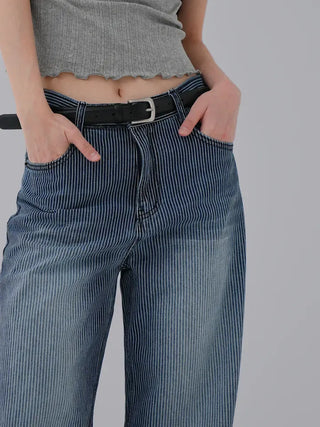 Yuna striped denim pants