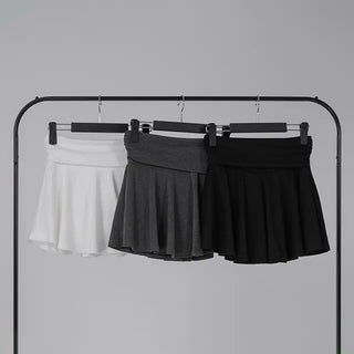 L'Or Fold Low-Rise Flare Mini Skirt
