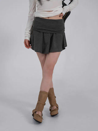 L'Or Fold Low-Rise Flare Mini Skirt