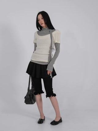 L'Or Fold Low-Rise Flare Mini Skirt