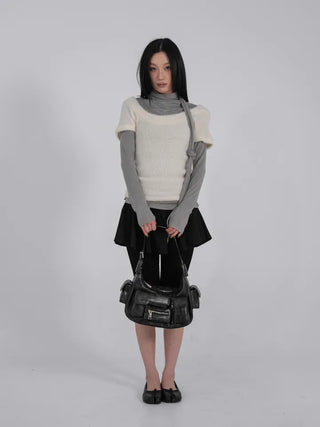 L'Or Fold Low-Rise Flare Mini Skirt