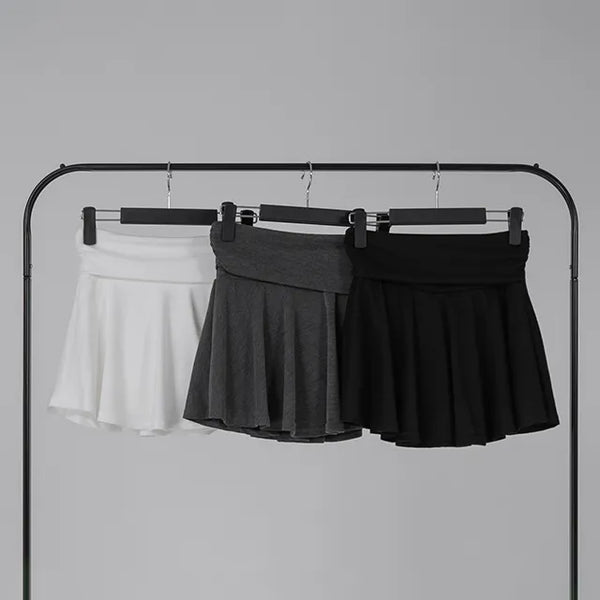 L'Or Fold Low-Rise Flare Mini Skirt