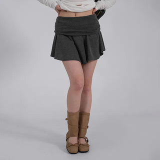 L'Or Fold Low-Rise Flare Mini Skirt